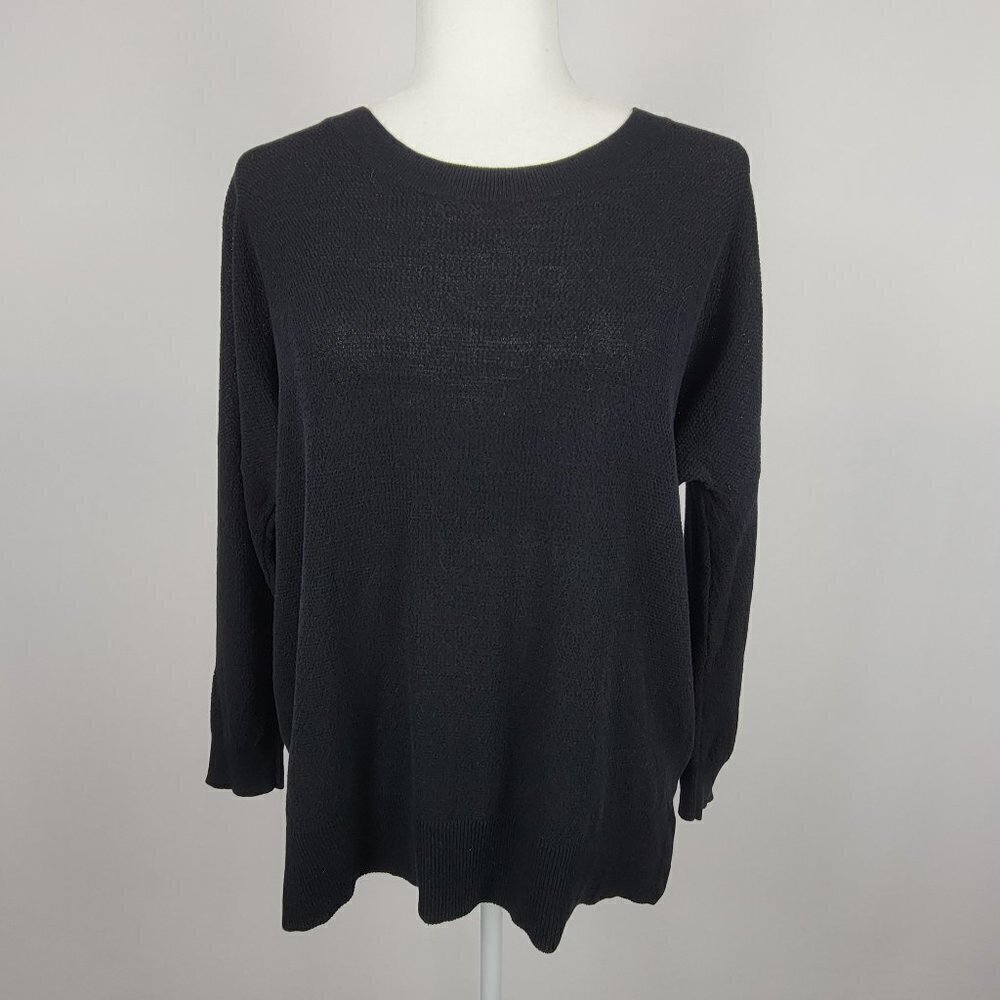 Madewell Knit Top Black Boat Half Sleeve Neck Stretch Santana Knit Size M - Picture 1 of 6